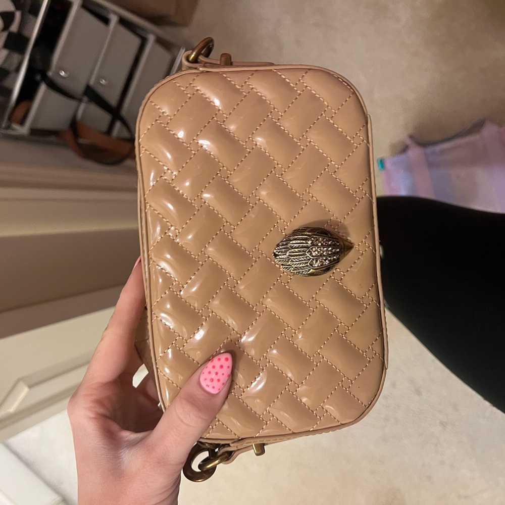 Kurt Geiger Mini Quilted Nude Bag with Metallic Finish